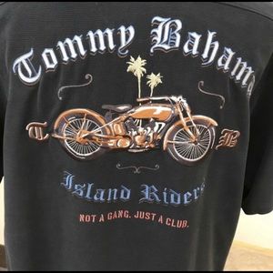 TOMMY BAHAMA ISLAND RIDERS CAMP SHIRT BLACK LARGE
